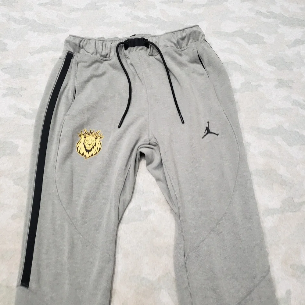 Jordan Joggers Mens Large Gray Pockets Drawstring Sports Fleece Gym